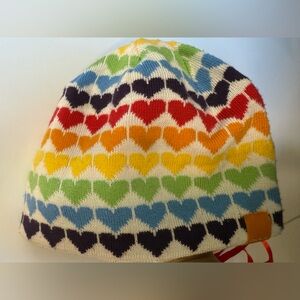 Bula rainbow heart knit hat. Polartec. Warm. Skiing. Winter